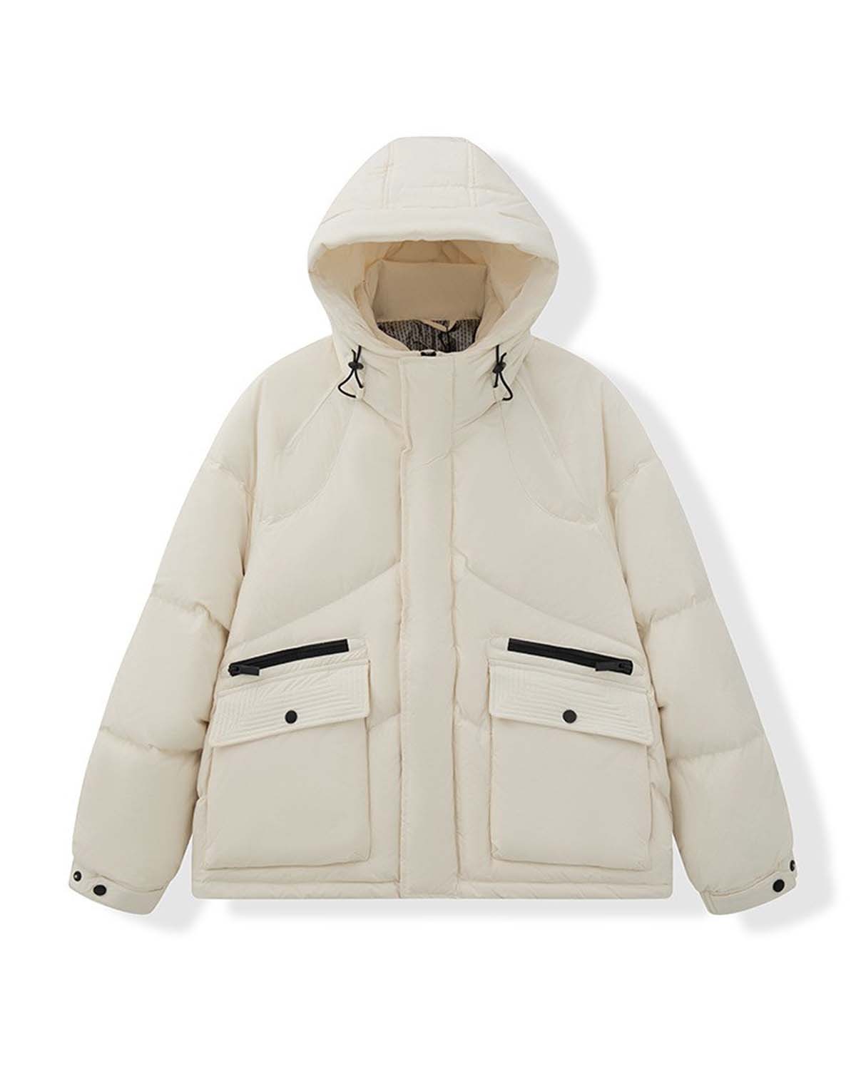 Short white duck down men's jacket-d6004